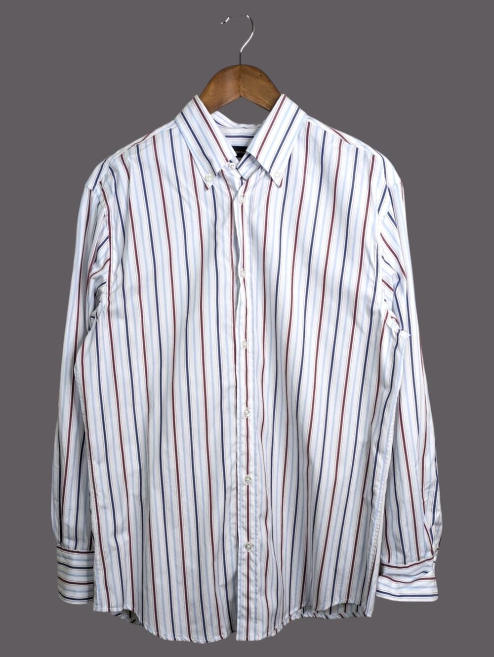 Made in Tomboy Striped Shirt Small Long Sleeve Preppy Quiet Luxury Button Down